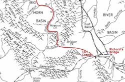 Map depicting the route of the Bridger Trail through the Bridger Mountains, Acknowledgements #6.
